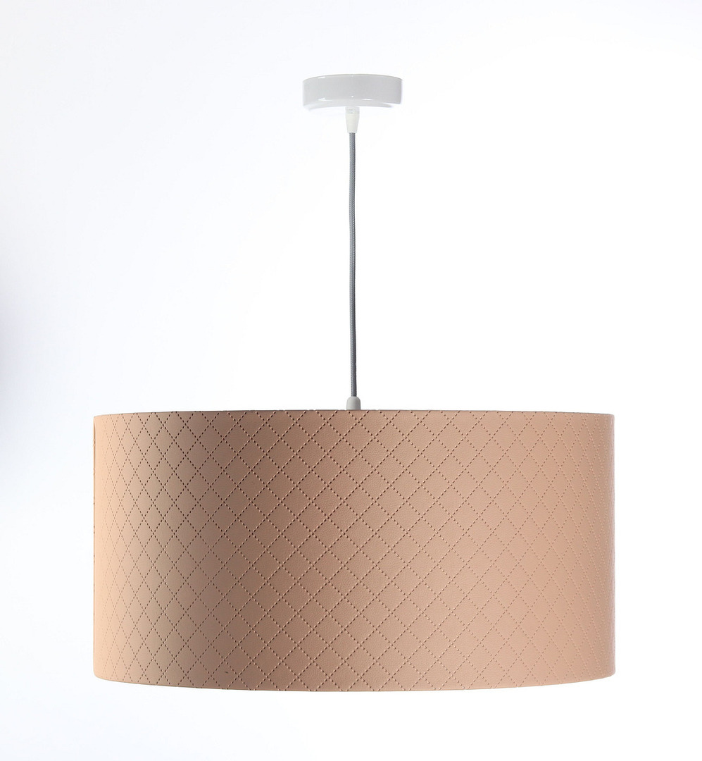 Obejrzyj Lampa wisząca do sypialni Leather E27 60W pikowana łososiowy srebro Lampa wisząca do sypialni Leather E27 60W pikowana łososiowy srebro