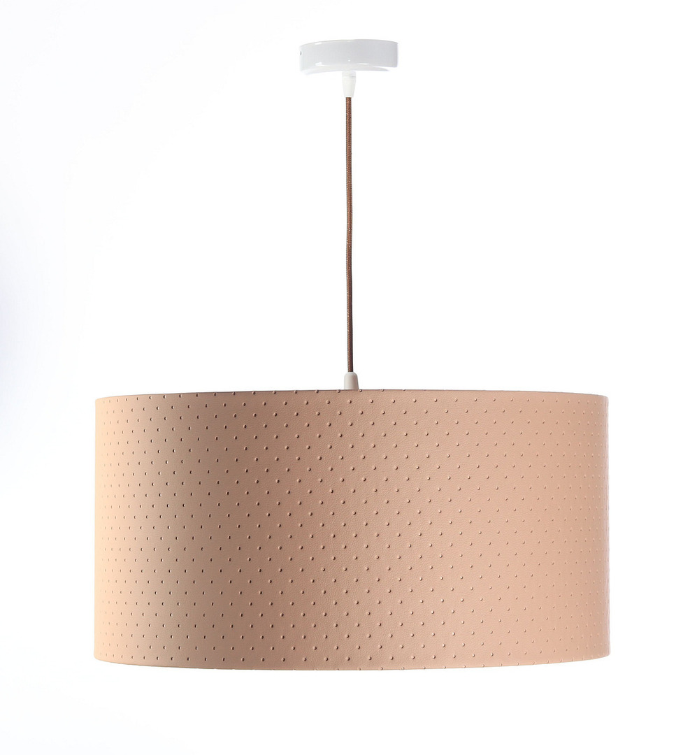 Obejrzyj Lampa wisząca z kloszem Leather E27 60W pikowana, łososiowy, miedziany Lampa wisząca z kloszem Leather E27 60W pikowana, łososiowy, miedziany