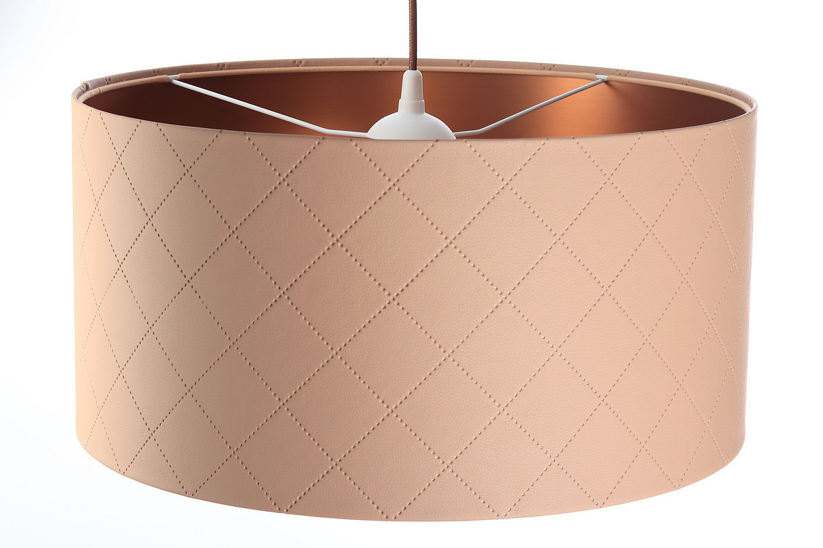 Wyświetl Lampa wisząca do jadalni Leather E27 60W pikowana, łososiowy, miedziany Lampa wisząca do jadalni Leather E27 60W pikowana, łososiowy, miedziany