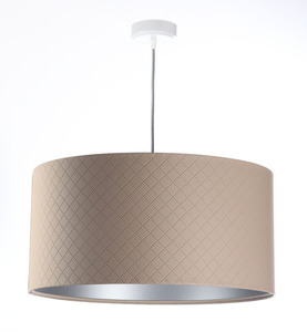 Lampa beżowa Leather E27 60W pikowanie w romby, srebro small 0