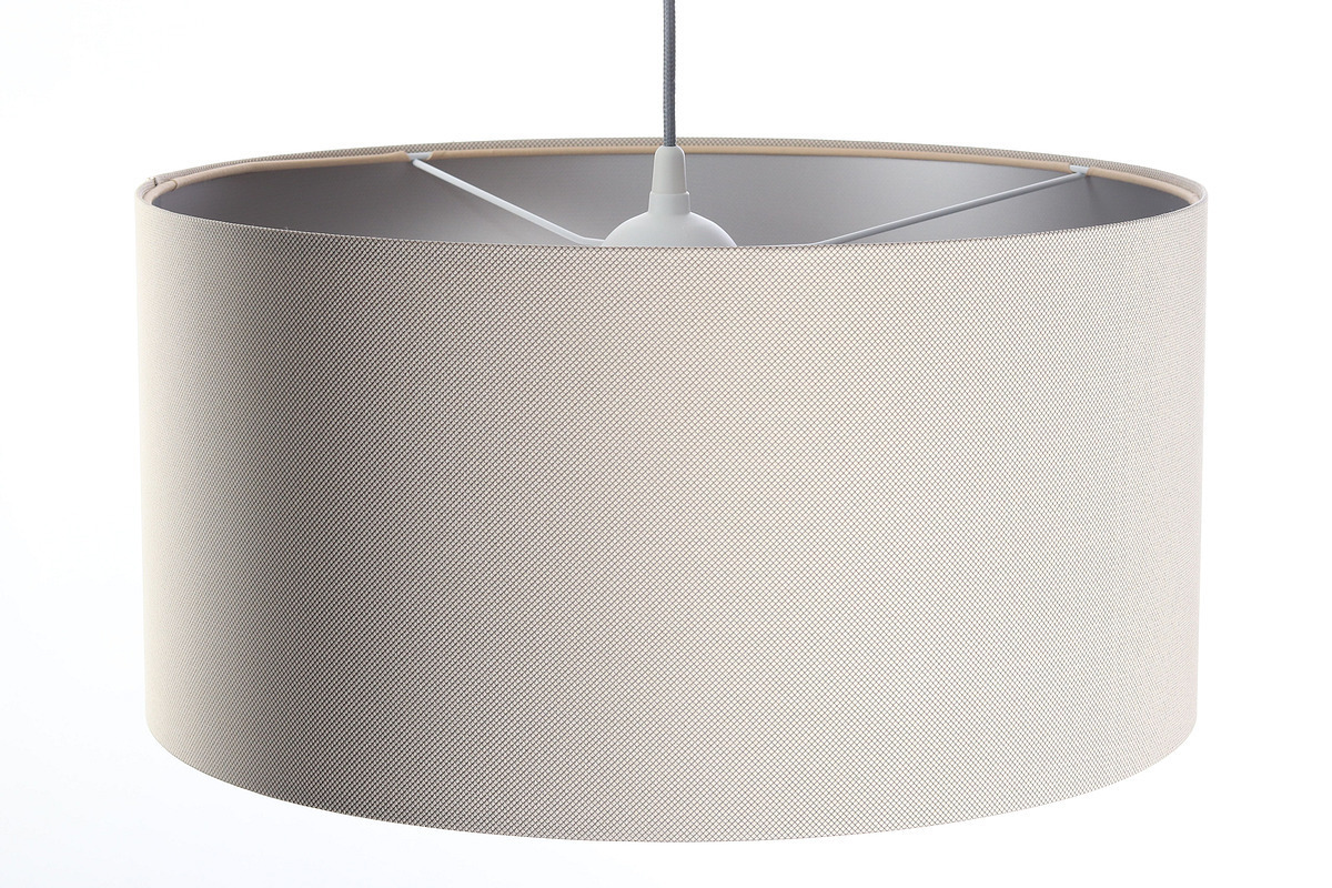 Wyświetl Nowoczesna lampa wisząca Leather E27 60W tapicerowana, kremowy, srebro Nowoczesna lampa wisząca Leather E27 60W tapicerowana, kremowy, srebro