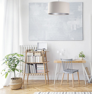 Nowoczesna lampa wisząca Leather E27 60W tapicerowana, kremowy, srebro 5 Nowoczesna lampa wisząca Leather E27 60W tapicerowana, kremowy, srebro small 5