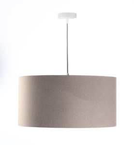 Nowoczesna lampa wisząca Leather E27 60W tapicerowana, beż, miedź small 2