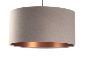 Nowoczesna lampa wisząca Leather E27 60W tapicerowana, beż, miedź small 6