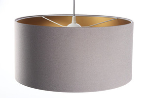 Lampa wisząca z kloszem Leather szary, złoto E27 60W small 3
