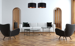 Czarna lampa wisząca Leather 60W E27 miedź, satyna small 6