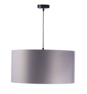 Żyrandol LEATHER miedziany, szary abażur 60W E27 satyna, walec 2 Żyrandol LEATHER miedziany, szary abażur 60W E27 satyna, walec small 2