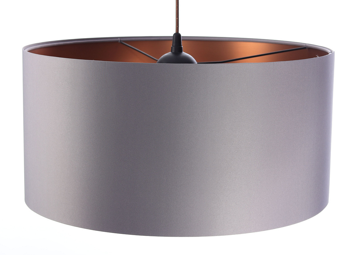 Wyświetl Żyrandol LEATHER miedziany, szary abażur 60W E27 satyna, walec Żyrandol LEATHER miedziany, szary abażur 60W E27 satyna, walec
