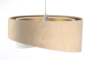 Lampa wisząca asymetryczna Elegance 60W E27 tkanina welurowa, beż / biel /złoto 3 Lampa wisząca asymetryczna Elegance 60W E27 tkanina welurowa, beż / biel /złoto small 3