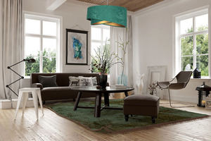 Nowoczesna lampa wisząca Elegance 60W E27 asymetryczna, welur, szmaragd / złoty small 1