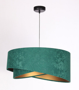 Nowoczesna lampa wisząca Elegance 60W E27 asymetryczna, welur, szmaragd / złoty small 2