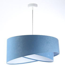 Lampa wisząca do kuchni Elegance 60W E27 błekit / biel, tkanina welurowa small 6