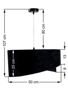 Lampa okrągła Elegance 60W E27 asymetryczna, welur, czarny / złoto small 6