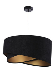 Lampa okrągła Elegance 60W E27 asymetryczna, welur, czarny / złoto small 0
