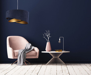 Lampa wisząca okrągła Elegance 60W E27 granat /złoto, welur 4 Lampa wisząca okrągła Elegance 60W E27 granat /złoto, welur small 4