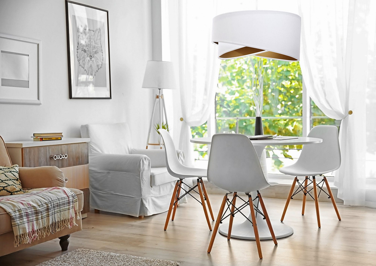 Sprawdź Lampa biała Elegance 60W E27 wisząca, welur, złoto Lampa biała Elegance 60W E27 wisząca, welur, złoto