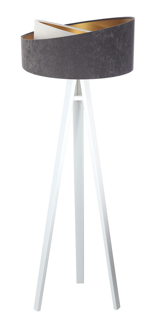 Zobacz Lampa na statywie Crown 60W E27 welur, szary / biały / złoty Lampa na statywie Crown 60W E27 welur, szary / biały / złoty