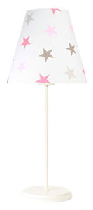 Lampa na biurko dla dzieci Ombrello 60W E27 50cm biały / szaro-różowe gwiazdki small 2