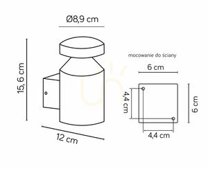 Kinkiet zewnętrzny SU-MA Delta DL-K100 LED 6W IP44 ciemny popiel small 2