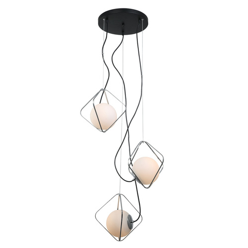 Sprawdź Lampy Wisząca Italux Canto 3xE27 Chrom Biała Stal Szkło PEN-5696-3-BKCR