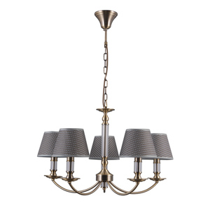 Lampa wisząca Italux Zanobi 5xE14 szaro-brązowa stal szkło tkanina PND-43272-5 small 1