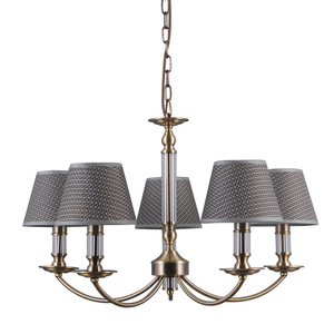 Lampa wisząca Italux Zanobi 5xE14 szaro-brązowa stal szkło tkanina PND-43272-5 small 0