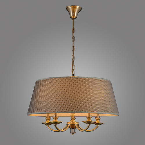 Sprawdź Lampa wisząca Italux Zanobi 5xE14 szaro-brązowa stal szkło tkanina PND-43272-5A